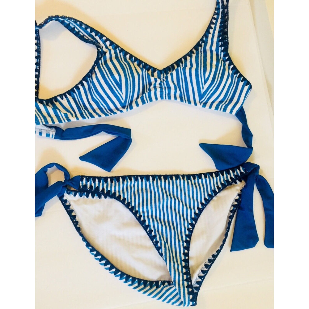 Bikini Set Blue and White Colors Striped, Size 8